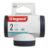 Kép 3/3 - Legrand 694522 Kettős 2P+F elosztódugó USB-A + USB-C forgatható, fehér-sötét szürke