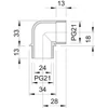 Kép 2/2 - OBO 2029952 Derékszögű csatlakozócsonk PG21 PA világosszürke 107 W PG21 PA