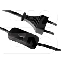 GAO 6782H Szerelt vezeték euro dugóval, kapcsolóval 1,5m 230V fekete