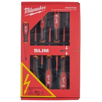MILWAUKEE 4932478738 VDE Csavarhúzó 3 oldalú markolattal  7 darabos készlet (SL2,5, SL3, SL4, PH2, PZ1, PZ2 Teszter)