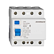 SCHRACK AR052103 Hibaáram kapcsoló AMPARO 10kA 25A, 4 pólusú, 30mA, A SCHRACK AR052103 Hibaáram kapcsoló AMPARO 10kA 25A, 4 pólusú, 30mA, A