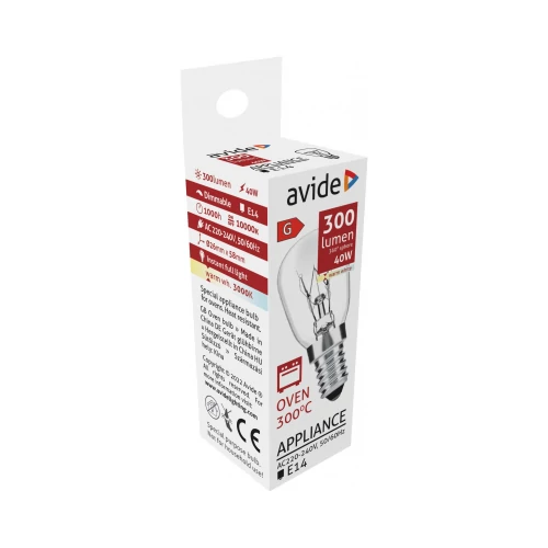 AVIDE AROB14WW-40W Sütőizzó 300°C 40W E14 3000K