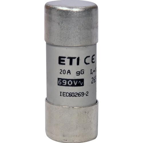 ETI 002651043 BIZTOSÍTÉK 22x58 20A Biztosító betét 690V gG hengeres ETI 002651043 BIZTOSÍTÉK 22x58 20A Biztosító betét 690V gG hengeres