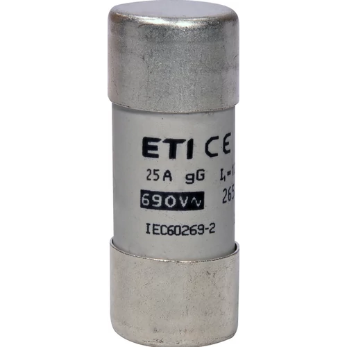 ETI 002651044 BIZTOSÍTÉK 22x58 25A Biztosító betét 690V gG hengeres ETI 002651044 BIZTOSÍTÉK 22x58 25A Biztosító betét 690V gG hengeres