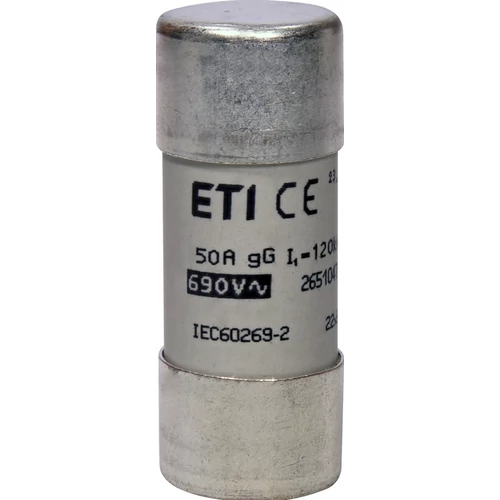 ETI 002651047 BIZTOSÍTÉK 22x58 50A Biztosító betét 690V gG hengeres ETI 002651047 BIZTOSÍTÉK 22x58 50A Biztosító betét 690V gG hengeres