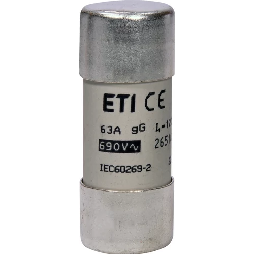 ETI 002651048 BIZTOSÍTÉK 22x58 63A Biztosító betét 690V gG hengeres ETI 002651048 BIZTOSÍTÉK 22x58 63A Biztosító betét 690V gG hengeres