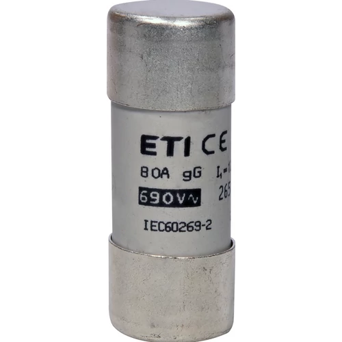ETI 002651049 BIZTOSÍTÉK 22x58 80A Biztosító betét 690V gG hengeres ETI 002651049 BIZTOSÍTÉK 22x58 80A Biztosító betét 690V gG hengeres