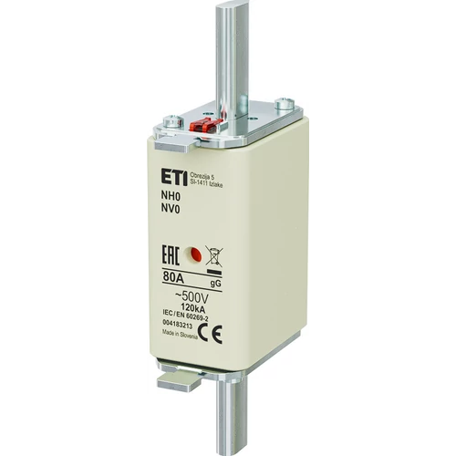 ETI 004183213 BIZTOSÍTÉK NH 0 80A Biztosító betét gL-gG KOMBI 500V késes