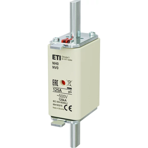 ETI 004183215 BIZTOSÍTÉK NH 0 125A Biztosító betét gL-gG KOMBI 500V késes