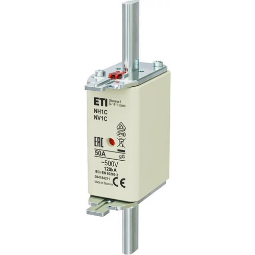 ETI 004184211 BIZTOSÍTÉK NH1 50A Biztosító betét C gL-gG KOMBI 500V késes