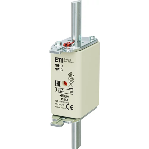 ETI 004184215 BIZTOSÍTÉK NH1 125A Biztosító betét C gL-gG KOMBI 500V késes