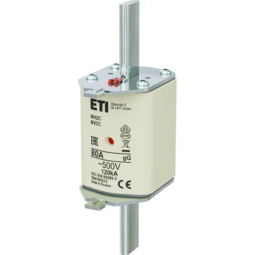 ETI 004185213 BIZTOSÍTÉK NH2 80A Biztosító betét C gL-gG KOMBI 500V késes