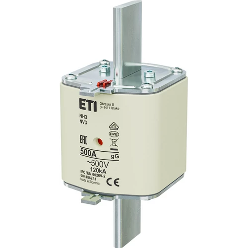 ETI 004186231 BIZTOSÍTÉK NH3 500A Biztosító betét gL-gG KOMBI 500V késes