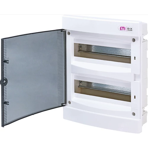 ETI ECM24PT DIDO-E 2x12 modulos elosztó szekrény, süllyesztett, átlátszó ajtóval 1101012 ETI ECM24PT DIDO-E 2x12 modulos elosztó szekrény, süllyesztett, átlátszó ajtóval 1101012