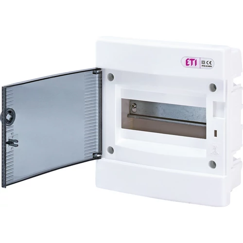 ETI ECM8PT (4+4) DIDO-E 1x8 modulos elosztó szekrény, süllyesztett, átlátszó ajtóval 1101010 ETI ECM8PT (4+4) DIDO-E 1x8 modulos elosztó szekrény, süllyesztett, átlátszó ajtóval 1101010