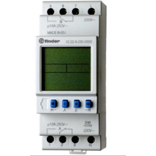 Finder 12.22.8.230.0000 Elektronikus kapcsolóóra kalapsínre heti programos 2mod. 2 v érintkezős