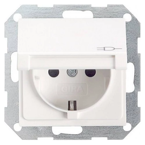 Gira 045403 ST55 földelt dugalj 1-es központi fedlap csapófedéllel fehér IP20 süllyesztett rugós Gira 045403 ST55 földelt dugalj 1-es központi fedlap csapófedéllel fehér IP20 süllyesztett rugós