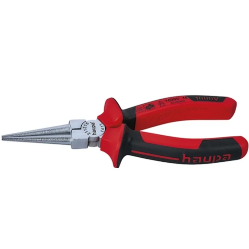 HAUPA 211216 Csőrös fogó 160mm 1000V felhúzott nyéllel piros-fekete