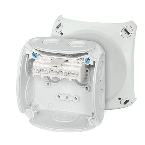 HENSEL DK0202GZ Kötődoboz sorkapocsal szerelve falonkívüli 93mmx 93mmx 62mm szürke műanyag IP66