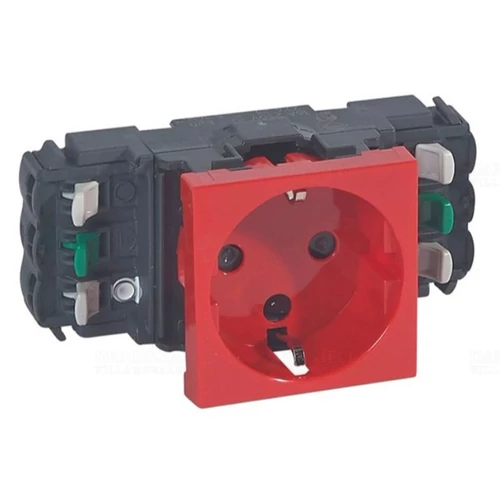 LEGRAND 077411 Mosaic 1x2P+F DLP aljzat, sínezett, rugós, piros