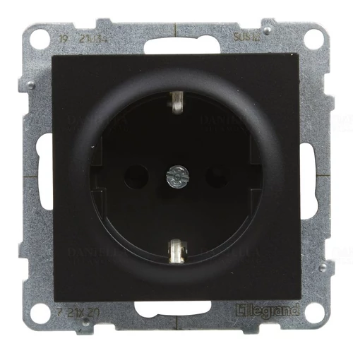 LEGRAND 721420 Suno 2P+F csatlakozóaljzat (rugós), biztonsági zsaluval, fekete