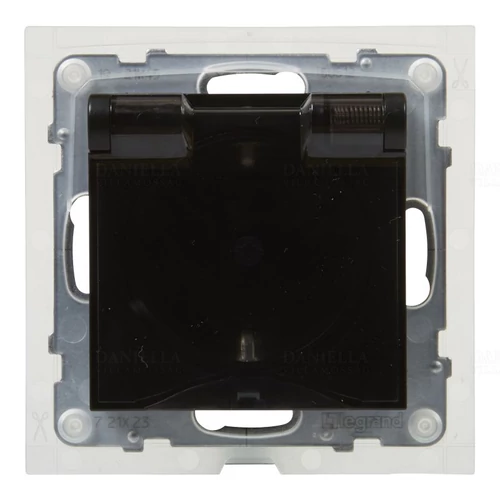 LEGRAND 721423 Suno 2P+F csatlakozóaljzat (rugós), biztonsági zsaluval, IP44, fekete