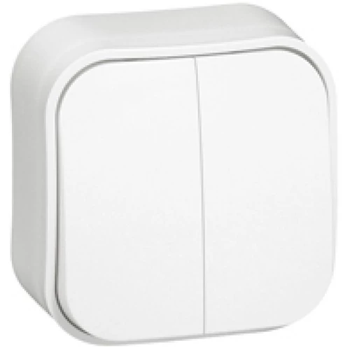 Legrand Forix IP20 falon kívüli kettős egypólusú kapcsoló, 10 AX - 250 V~ fehér   (Átkötéssel csillárkapcsolóvá alakítható)