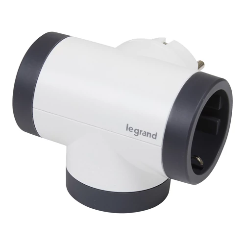 LEGRAND 694522 Kettős 2P+F elosztódugó USB-A + USB-C forgatható fehér-sötét szürke