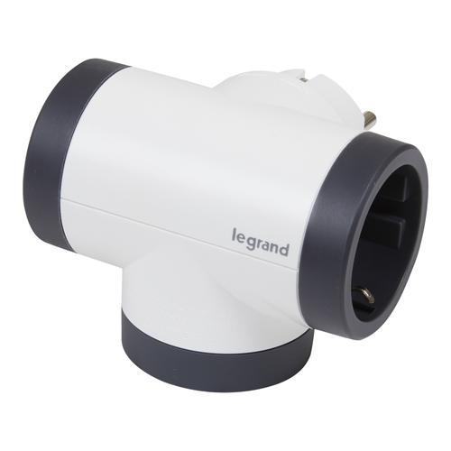 Legrand 694522 Kettős 2P+F elosztódugó USB-A + USB-C forgatható, fehér-sötét szürke