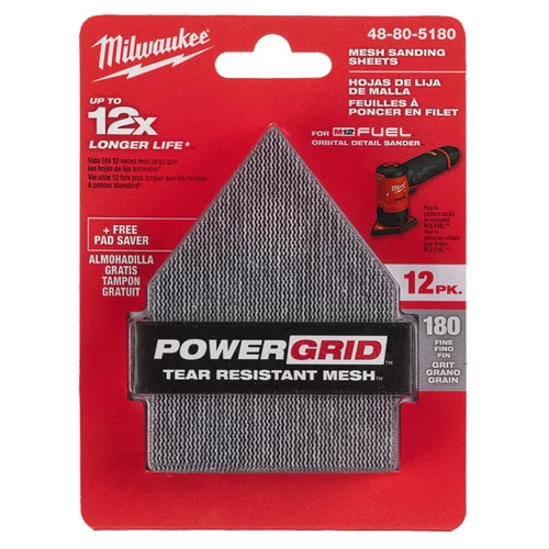 MILWAUKEE 48805180 Multitool Csiszolóháló 67x92 HL G180 12db + 1db Csiszolótalp Védő