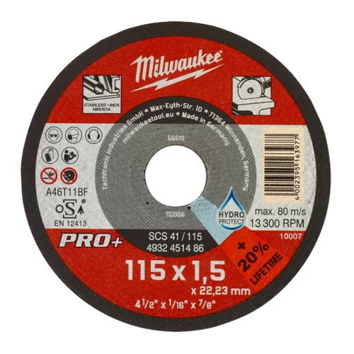 MILWAUKEE 4932451486 Vágókorong fémhez 115X1,5 Egyenes SC41 PRO+ /1 db