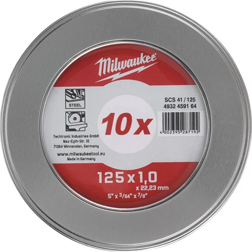 MILWAUKEE 4932459164 Vágókorong Inox 125x1 Fém dobozban 10 db