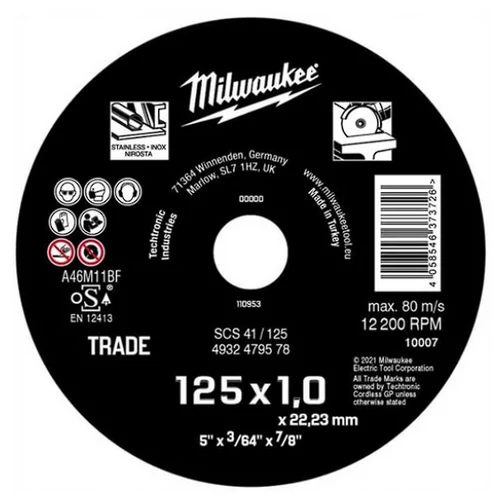 MILWAUKEE 4932479578 Vágókorong fémhez ECO SCS41 125x1.0mm-1 db
