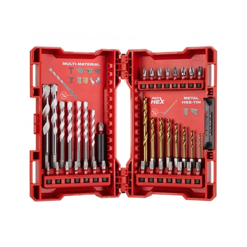 MILWAUKEE 4932479854 Univerzális fúrószár, bit és HSS TiN csigafúró készlet 39 részes 1/4&quot; Hex