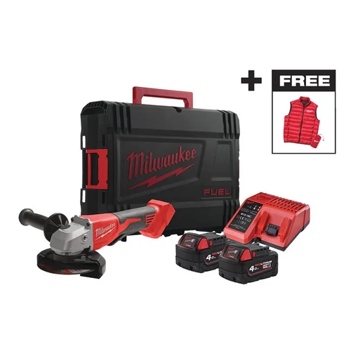 MILWAUKEE 4933499460 M18BLSAG125XPDMC-402X M18™ SZÉNKEFE NÉLKÜLI 125 MM SAROKCSISZOLÓ CSÚSZTATHATÓ KAPCSOLÓVAL SZETT