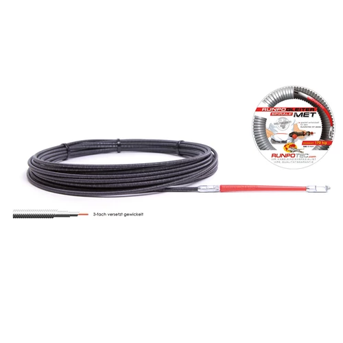 RUNPOTEC 300180 Rugós vezetékbehúzó fém, RUNPOGLEITER fejjel 15 m Ø4 mm