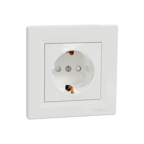 SCHNEIDER EPH2900221 Asfora Aljzat, gyermekvédelemmel, csavaros bekötés, fehér 2P+F