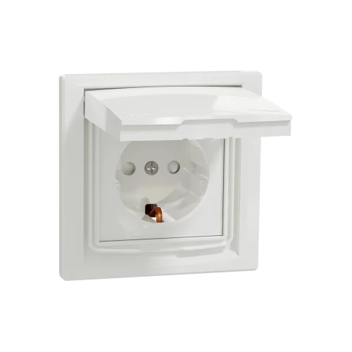 SCHNEIDER EPH3100321 Asfora Aljzat, gyermekvédelemmel, csapfedeles - IP44, fehér 2P+F