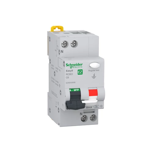 SCHNEIDER EZ9D55606 EASY9 PRO Áramvédős Kismegszakító 6kA, A osztály, 1P-N, C, 6A, 30mA