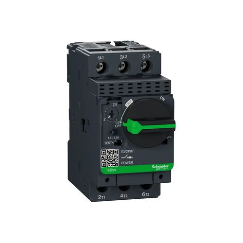 SCHNEIDER GV2P07 Motorvédő kapcsoló 3P 1.6-2.5A-hő 100kA fix termomágneses csavaros TeSys