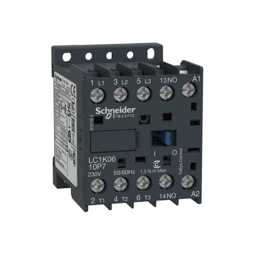 SCHNEIDER LC1K0610P5 Mágneskapcsoló 3P 2,2KW/6A fesz:230VAC sé: 1Z