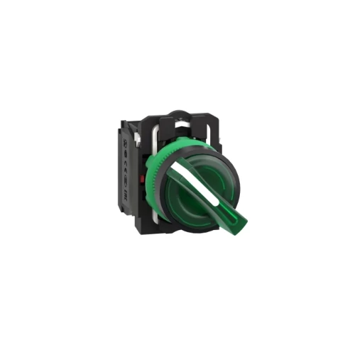 SCHNEIDER XB5AK123M5 LED Világító választókapcsoló 2 állású fix zöld 230V