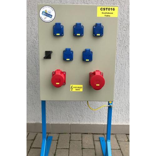 Felvonulási csatlakozó szekrény állványon 1x5P 16A/400V; 1x5P 32A/400V; 5x2P+PE 16A/230V