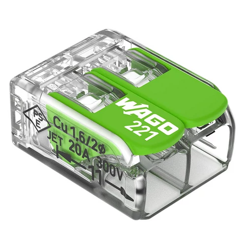WAGO 221-422 Vezeték összekötő oldható 2P 0,2-4mm2 GREEN RANGE