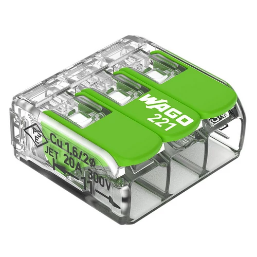 WAGO 221-423 Vezeték összekötő oldható 3P 0,2-4mm2 GREEN RANGE