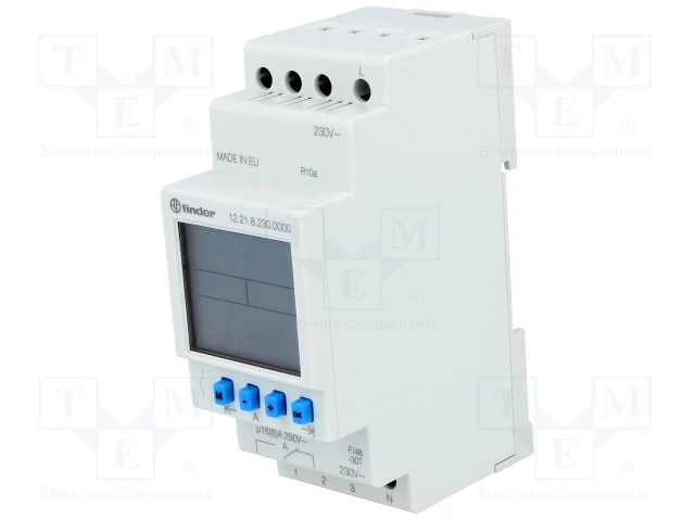 FINDER 12.21.8.230.0000 elektronikus kapcsoló óra kalapsínre 2mod. 1v 230V 16A