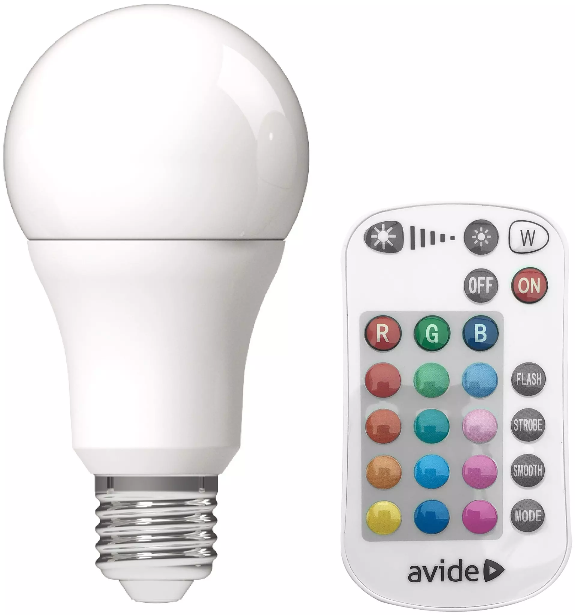 AVIDE ASG27RGBW-9,7W-RC Smart LED fényforrás A60 9,7W RGB+W 2700K IR távirányítóval