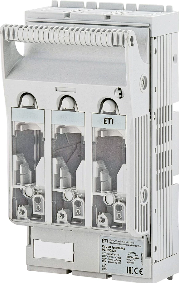 ETI 001690870 KVL-00 3P M8-M8 Biztosítós szakaszoló 160A szerelőlapos NH00