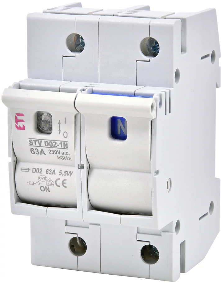 ETI 002271002 STV D02 Biztosítós leválasztó kapcsoló, 1P+N  3 modul 63A