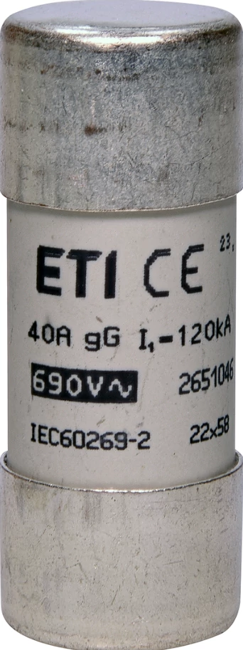 ETI 002651046 BIZTOSÍTÉK 22x58 40A Biztosító betét 690V gG hengeres
